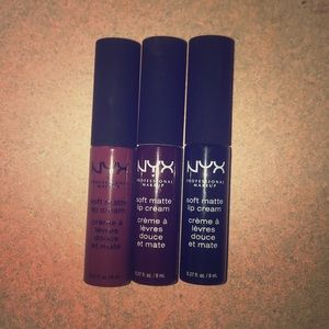 Three NYX Matte Liquid Lipsticks